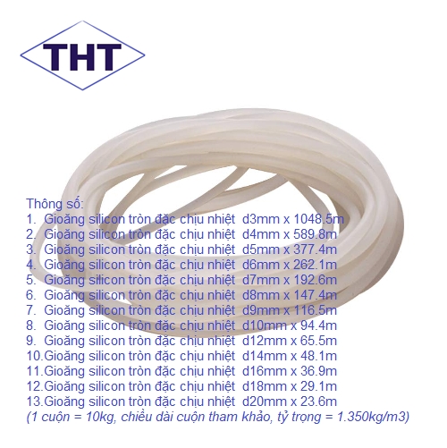 Gioăng silicon tròn đặc chịu nhiệt d6mm
